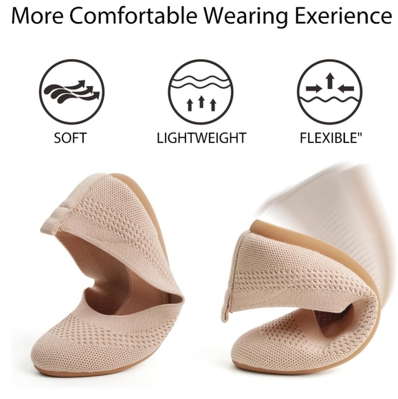 ATHMILE Washable Knit Ballet flats in a perforated nude. NWOT US SZ 10M - Picture 4 of 10
